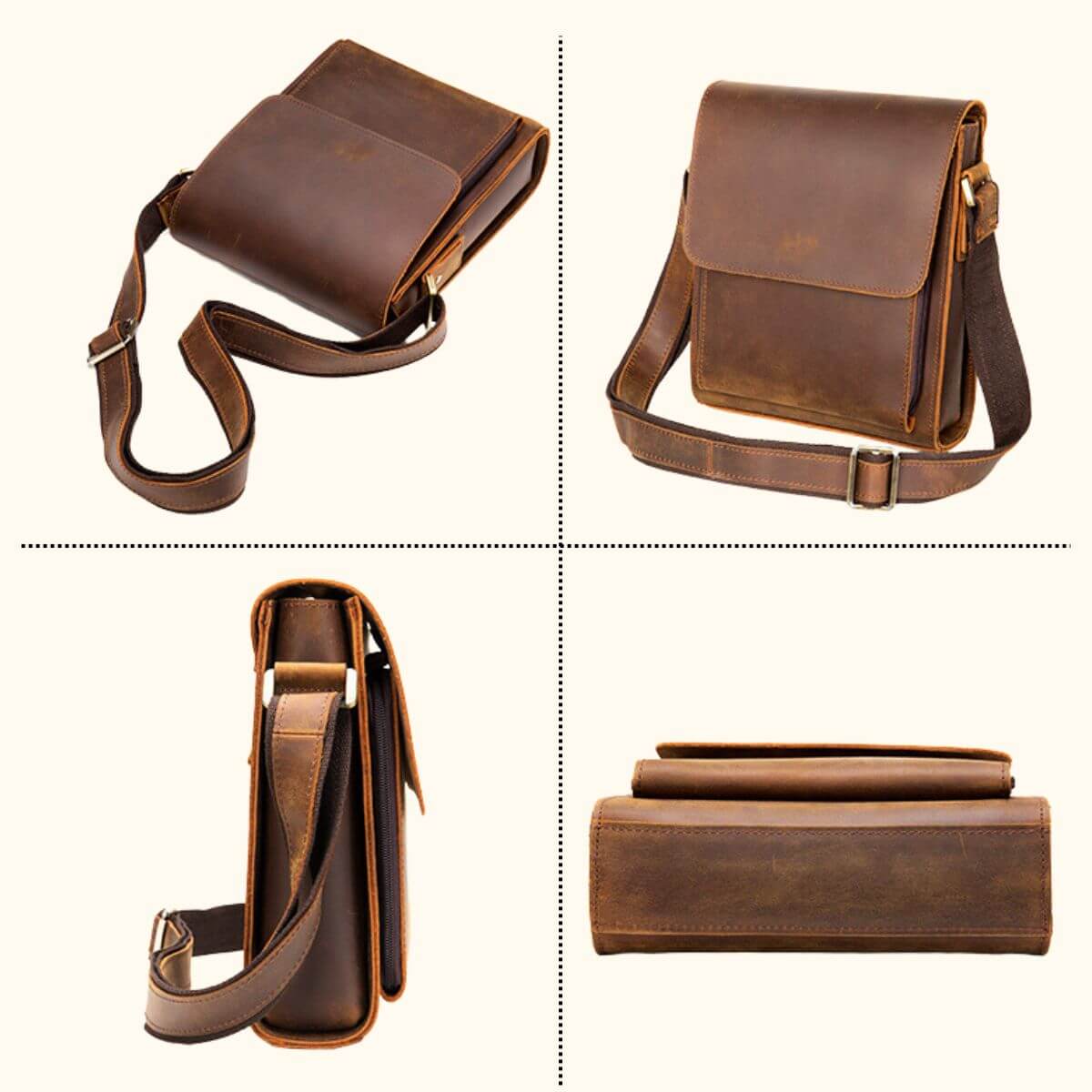 Brown messenger deals bag