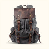 Leather and waxed canvas backpack URBAN BAG Mantova – Black