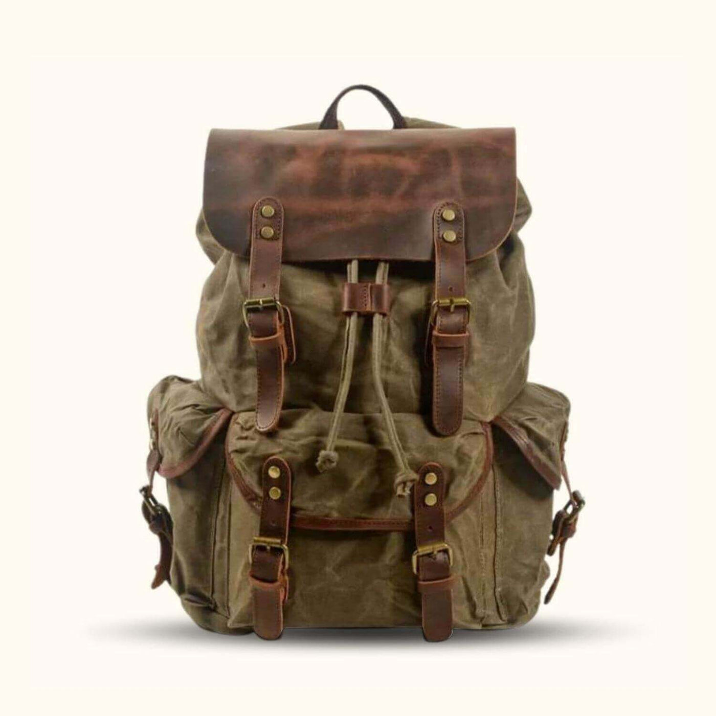 Waxed Canvas Leather Backpack Canvas Rucksack Western Leather Goods