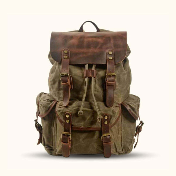 Waxed Canvas Backpack, Leather and Travel Bag, Weatherproof Backpack,  Handmade by Real Artisans 