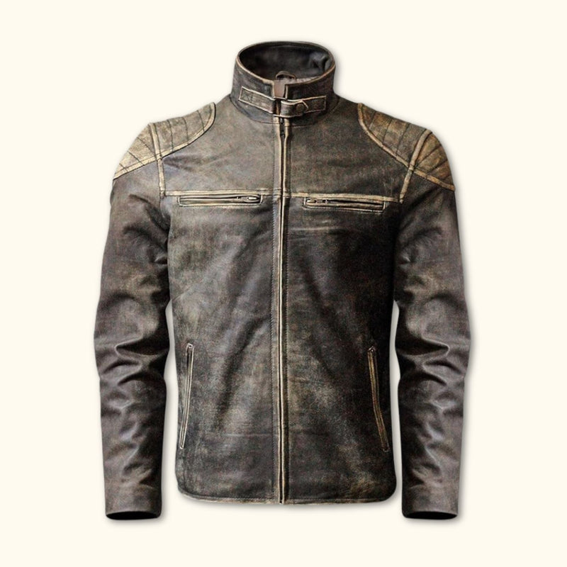 The Outlaw Rider - Distressed Leather Motorcycle Jacket