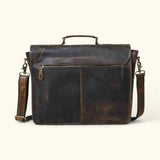 The Open Planes - Buffalo Brown Leather Vintage Briefcase