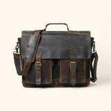 The Open Planes - Buffalo Brown Leather Vintage Briefcase