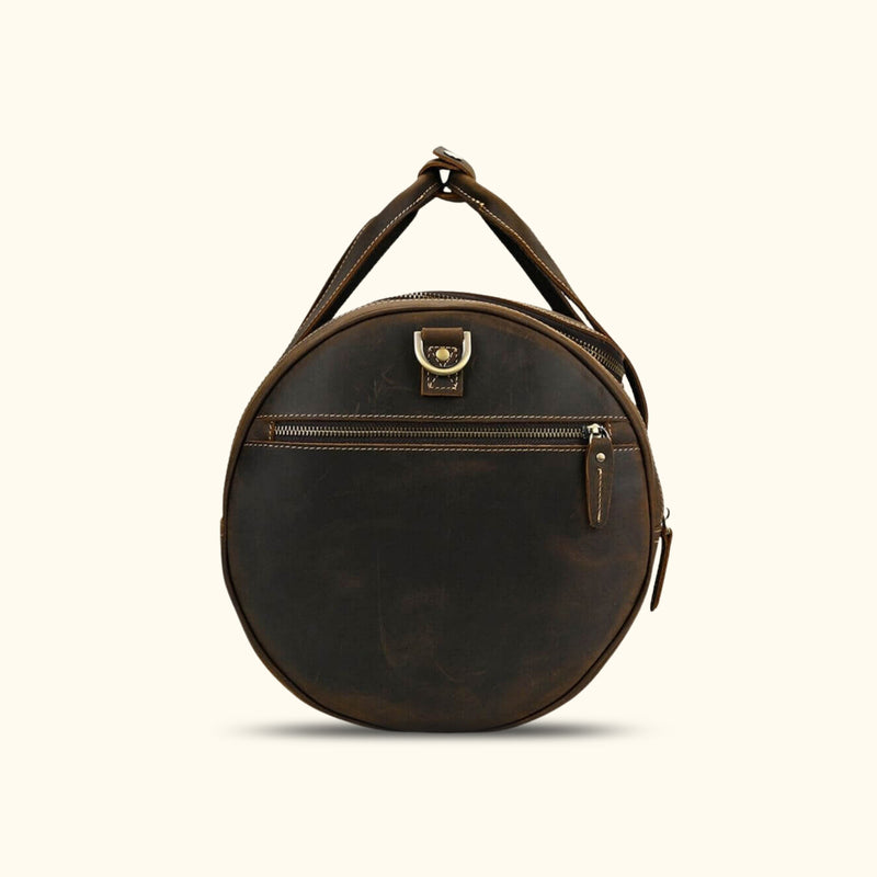 Cool Leather Mens Barrel Shoulder Bags Backpack Travel Bag for