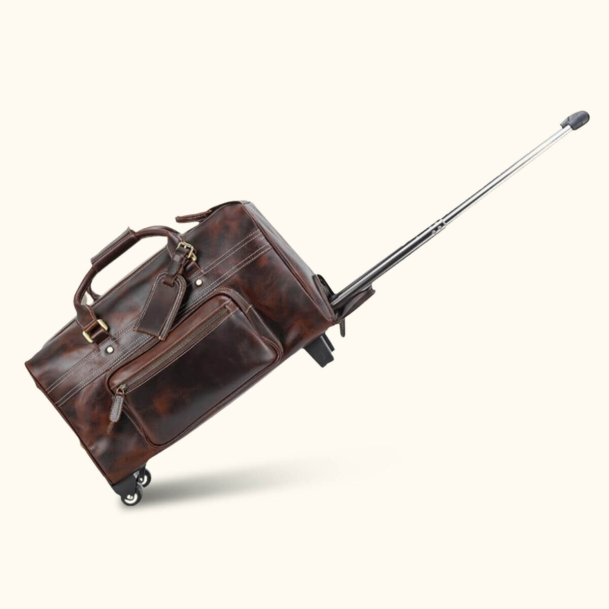 Leather travel bags with wheels deals