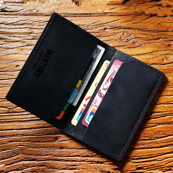 Interior view of The Rancher's Legacy Black Cardholder showing card slots and smooth leather finish.