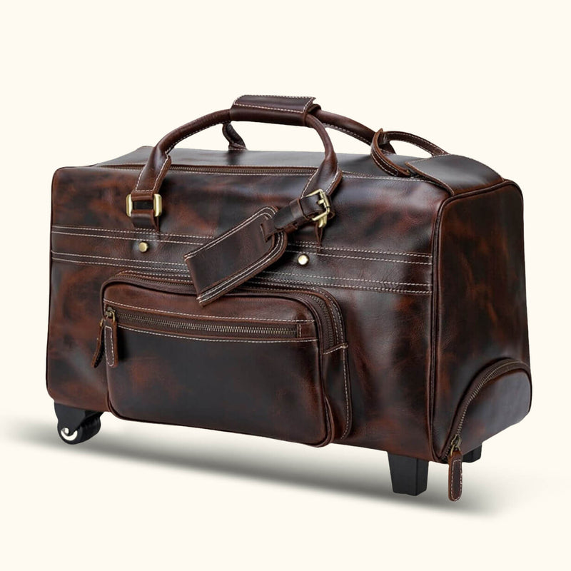  Luxury Leather Wheeled Duffle Bag - Large