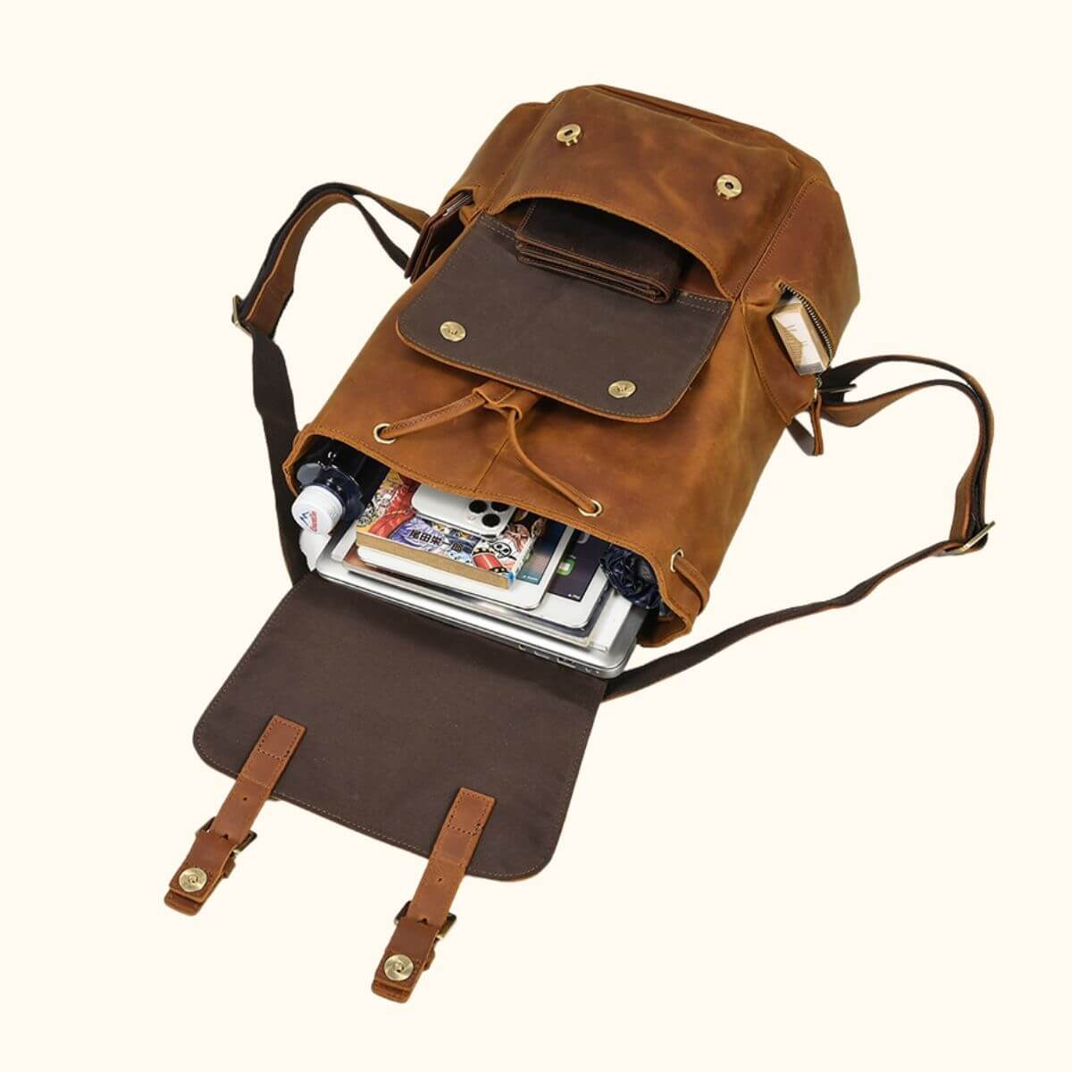 Oswin Black buy & Brown Leather Backpack