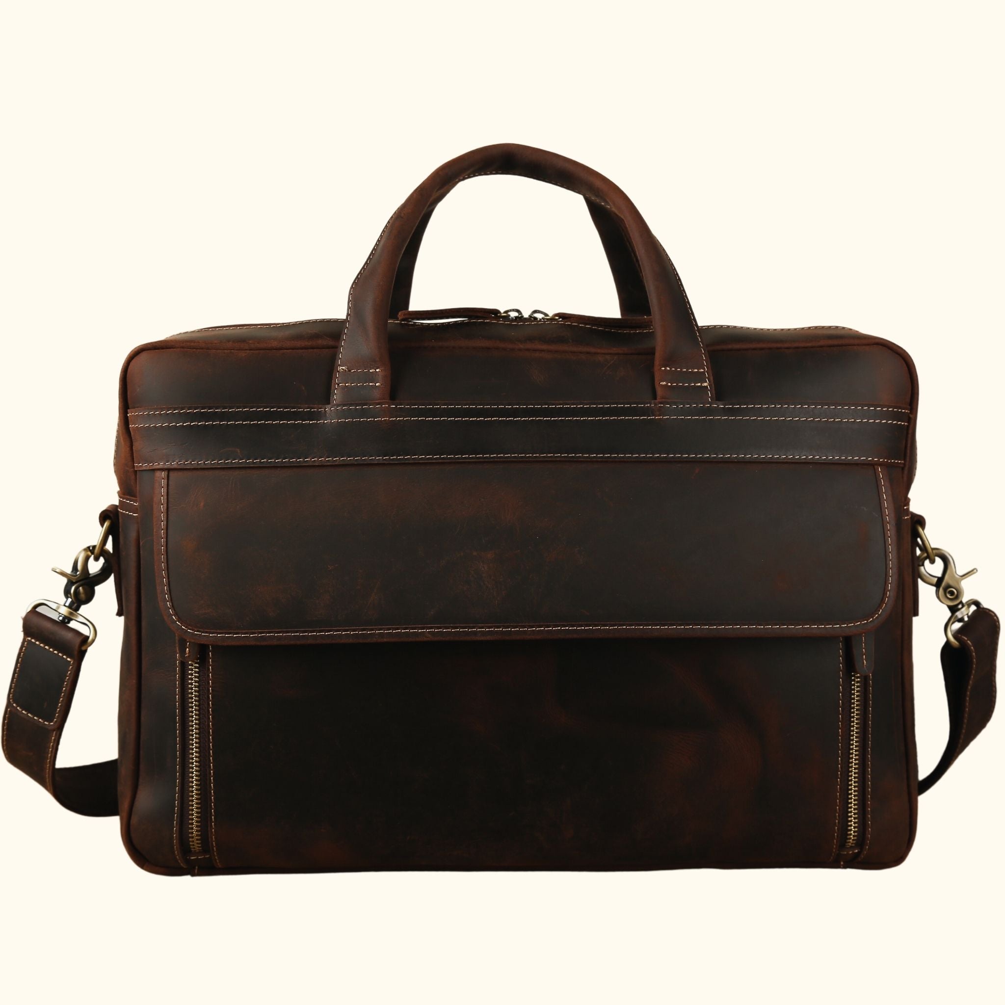The Lone Rider - Rugged Vintage Leather Briefcase – Western Leather Goods